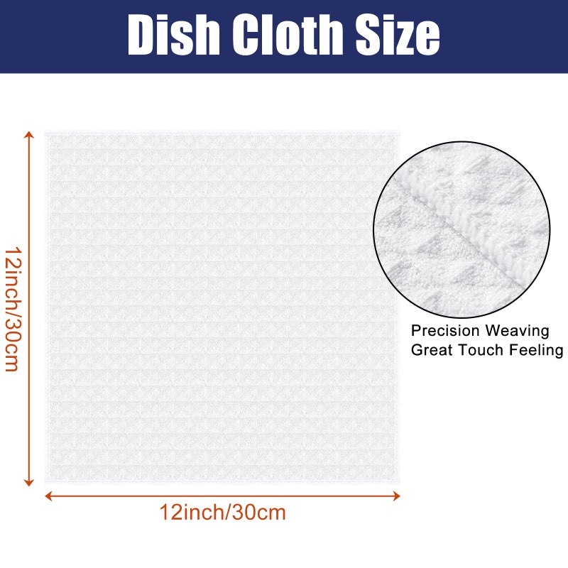 Homaxy Microfiber Waffle Weave Kitchen Dish Cloths, 12 x 12 Inch Ultra Absorbent and Solid Color Dish Towels for Kitchen Fast Drying Dishcloth for Washing Dishes, 6 Pack, White - Image 3